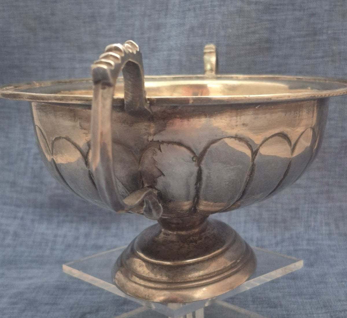 Antike versilberte Fußschale Henkelschale Reliefdekor Jugendstil Obstschale