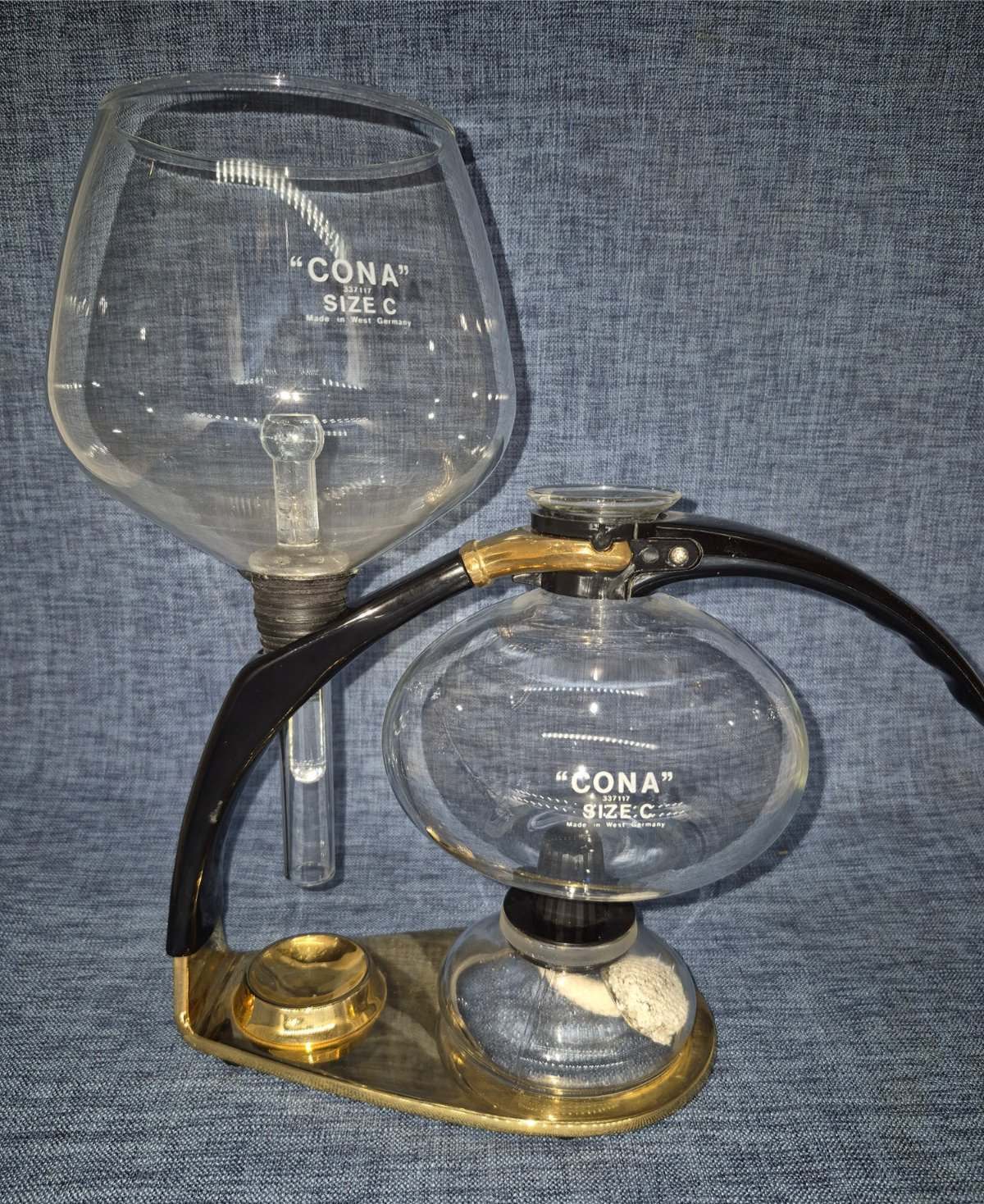 CONA Size C Siphon Vakuum Kaffeemaschine Glas Messing Vintage West Germany