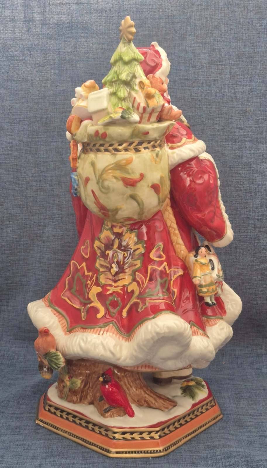 Fitz and Floyd Damask Holiday Weihnachtsmann Figur Porzellan groß Santa