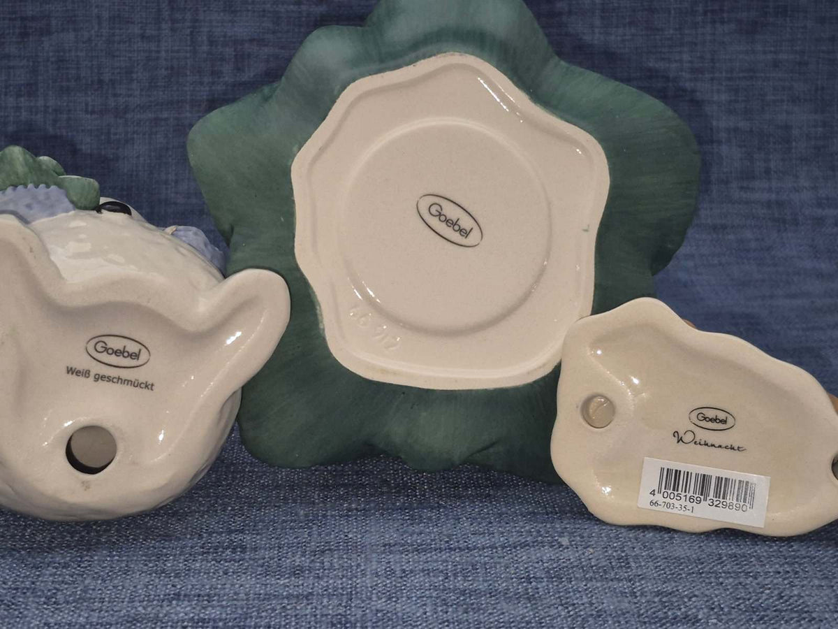Goebel Porzellan Weihnachtsfiguren Set 3-tlg Schneemann Tannenbaum Reh Weihnacht