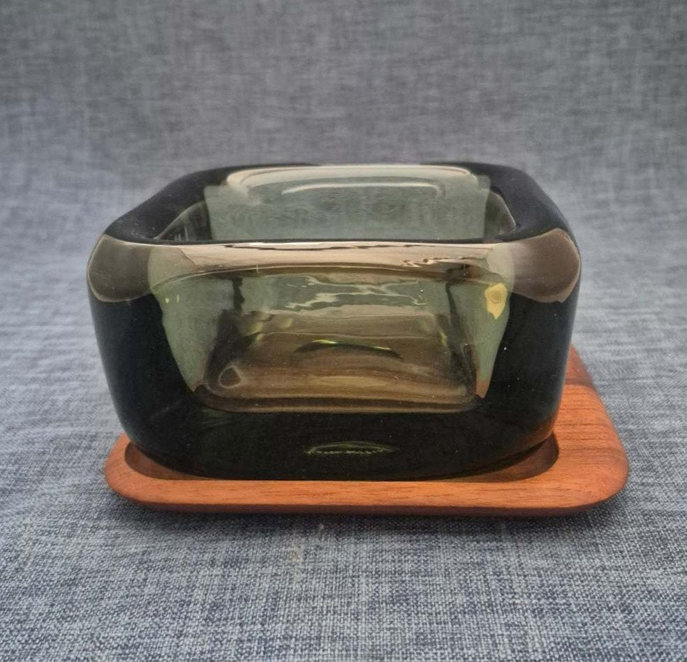 Kosta Boda - Rauchglas Schale - Aschenbecher - 60/70er - 14x14x7,5 cm