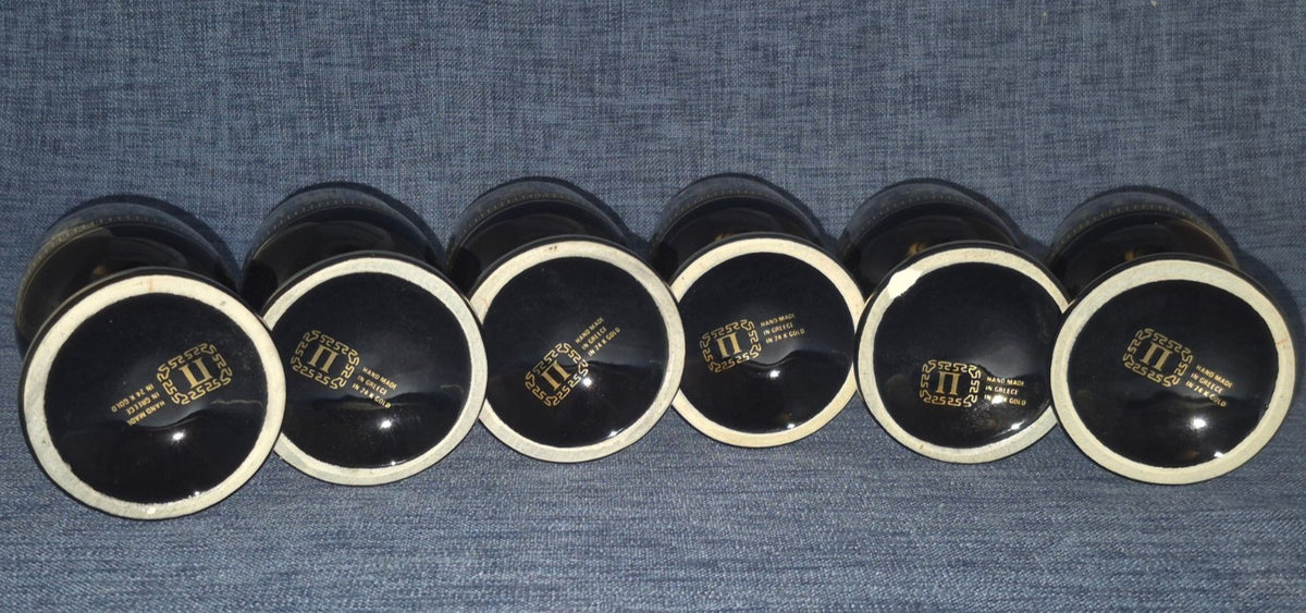 6x Kelchglas schwarz 24K Gold Antik Griechisch Handmade Greece Mythologie Set