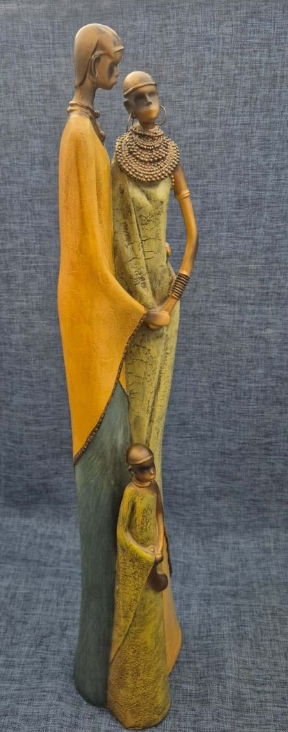 Afrikanische Massai Figurengruppe Skulptur Paar mit Kind Deko  Afrika ca 62 cm