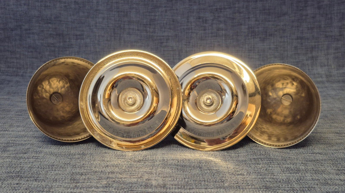 Lambert Eierbecher Set 2x gehämmert Metall Haube Unterteller silber neuwertig