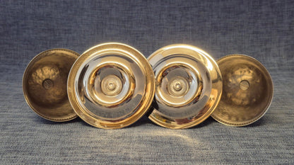 Lambert Eierbecher Set 2x gehämmert Metall Haube Unterteller silber neuwertig