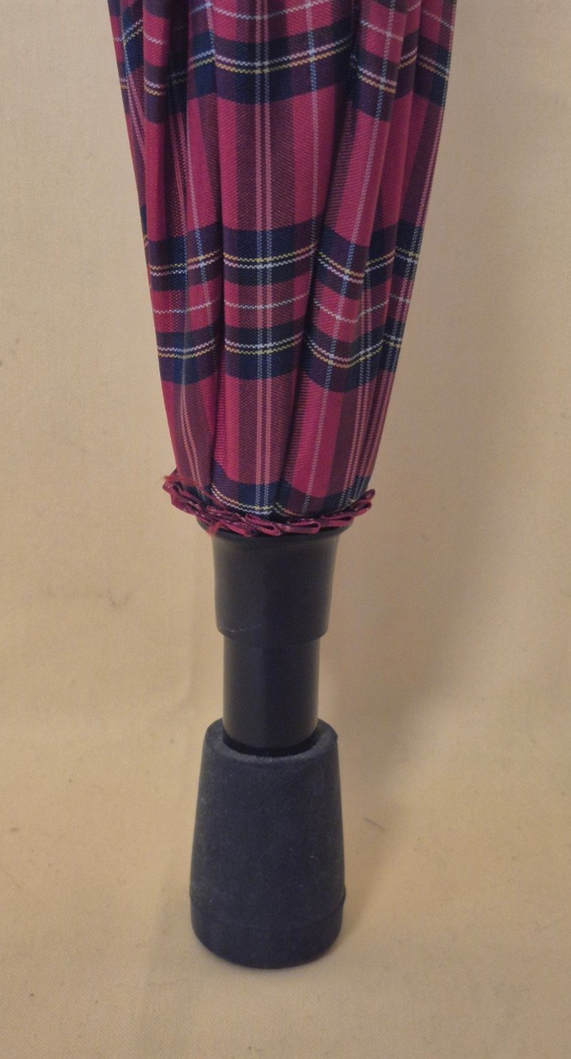 Gehstock mit Regenschirm Royal Tartan Holzgriff Schirm 2in1 Spazierstock rot