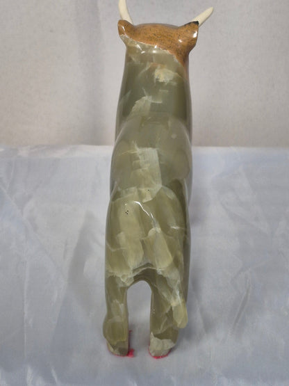 Stier Figur Onyx Stein geschnitzt Skulptur Tier Deko Vintage handgefertigt