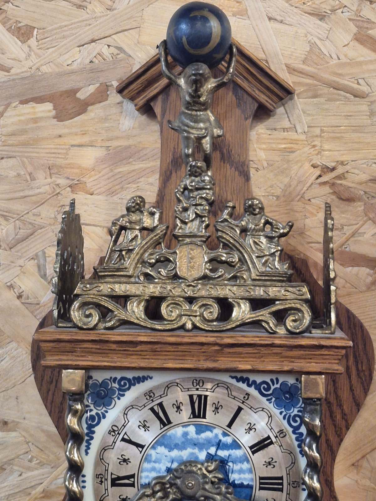 Holländische Zappler Wanduhr Delfter Fliesen Messing Gewichte UCW Uhrwerk