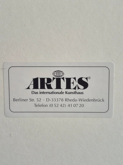 Abstrakter Siebdruck signiert gerahmt Goldrahmen Vintage Kunst 70er 80er
