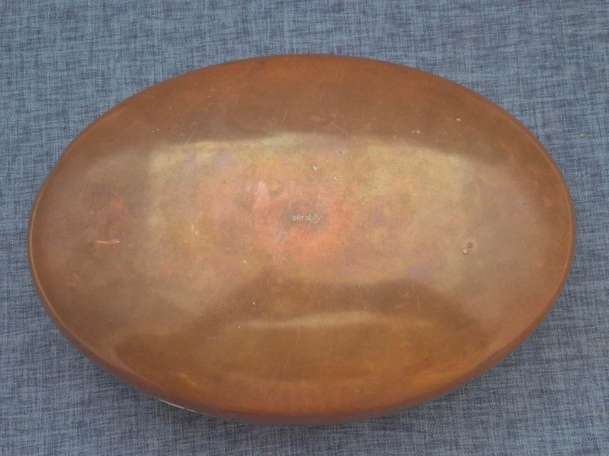Wärmflasche Kupfer oval Messing Verschluss Bettflasche Bettwärmer alt