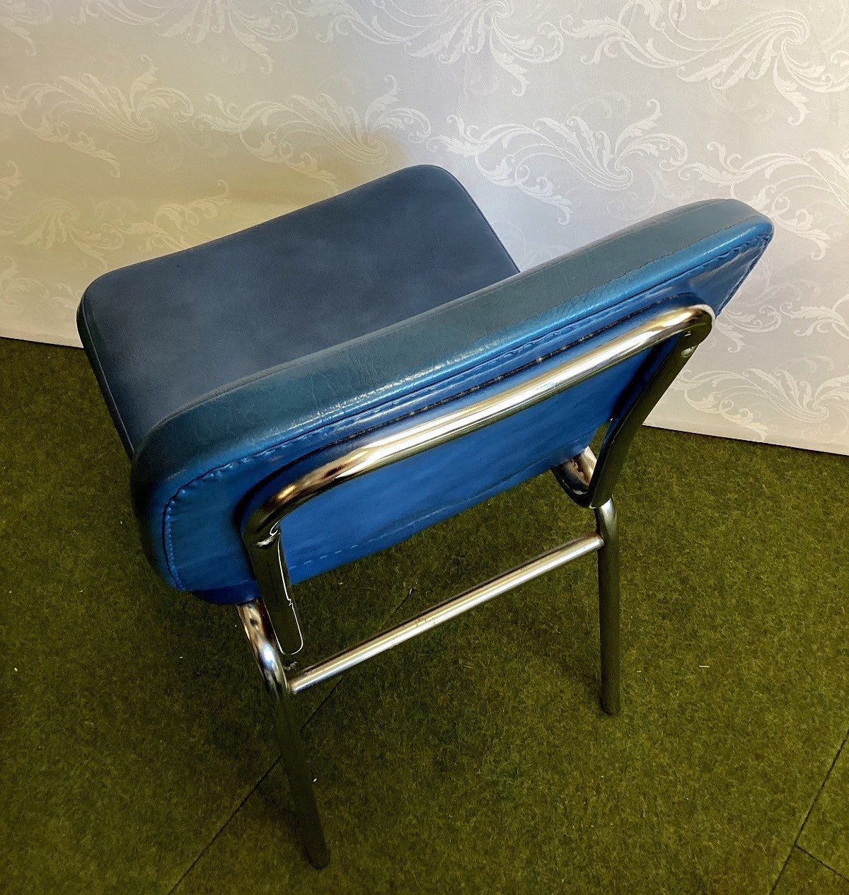 Mayer Vintage Stuhl Chrom Kunstleder Blau Küchenstuhl Retro 60er 70er
