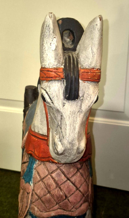 Altes Karussellpferd Holz handbemalt Volkskunst Deko Figur Pferd geschnitzt