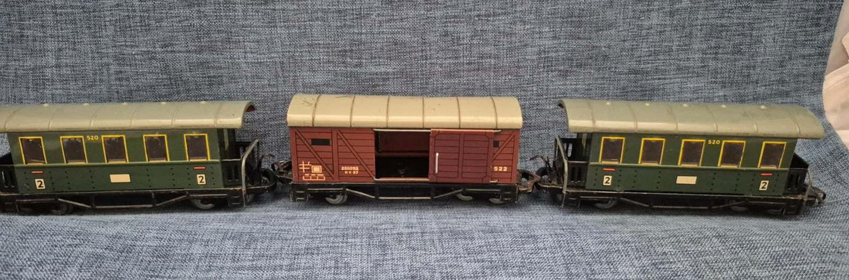 Biller Blecheisenbahn Konvolut Uhrwerk Lok 500 Waggons Kran Spur 0 Mid Century