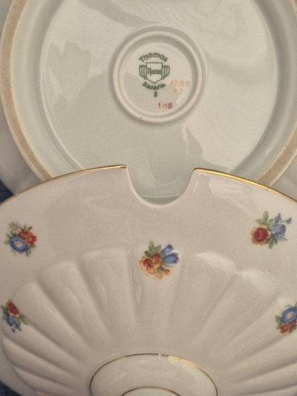 Thomas Bavaria xxl Suppenterrine Porzellan Blumendekor Goldrand 1950/60er