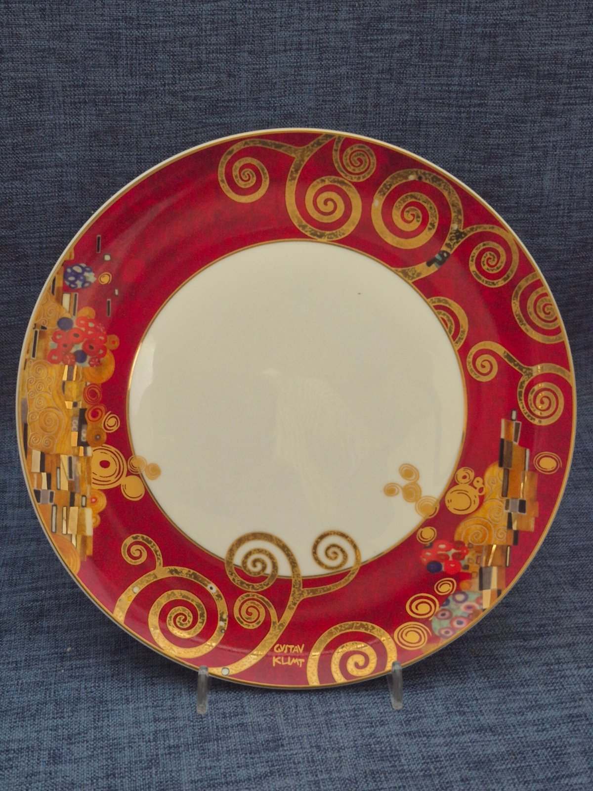 Goebel Artis Orbis Gustav Klimt Der Kuss Porzellan Teller Set 2tlg rot Gold
