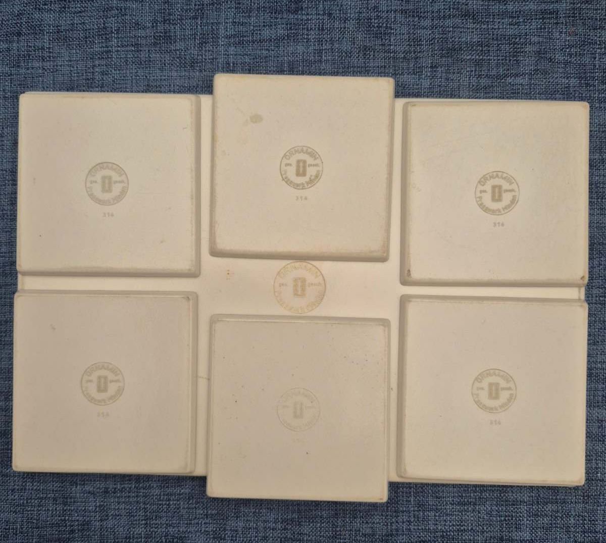 Tablett mit Untersetzern - ORNAMIN Presswerk Minden - 50/60er Jahre - Rarität