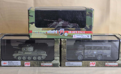 HM Hobbymaster Panzerstahl 1:72 Militär Modell Set 3x Bedford QLT Centaur SD.KFZ