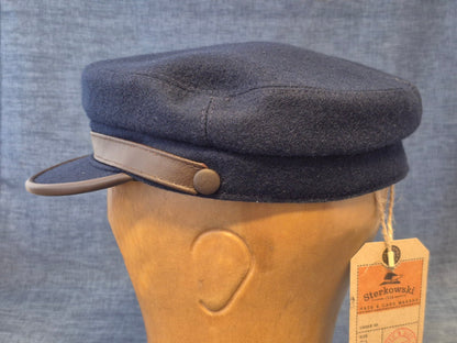 Sterkowski Fischermütze Schirmmütze Wolle Navy Blau Gr. 57 Made in Poland neu