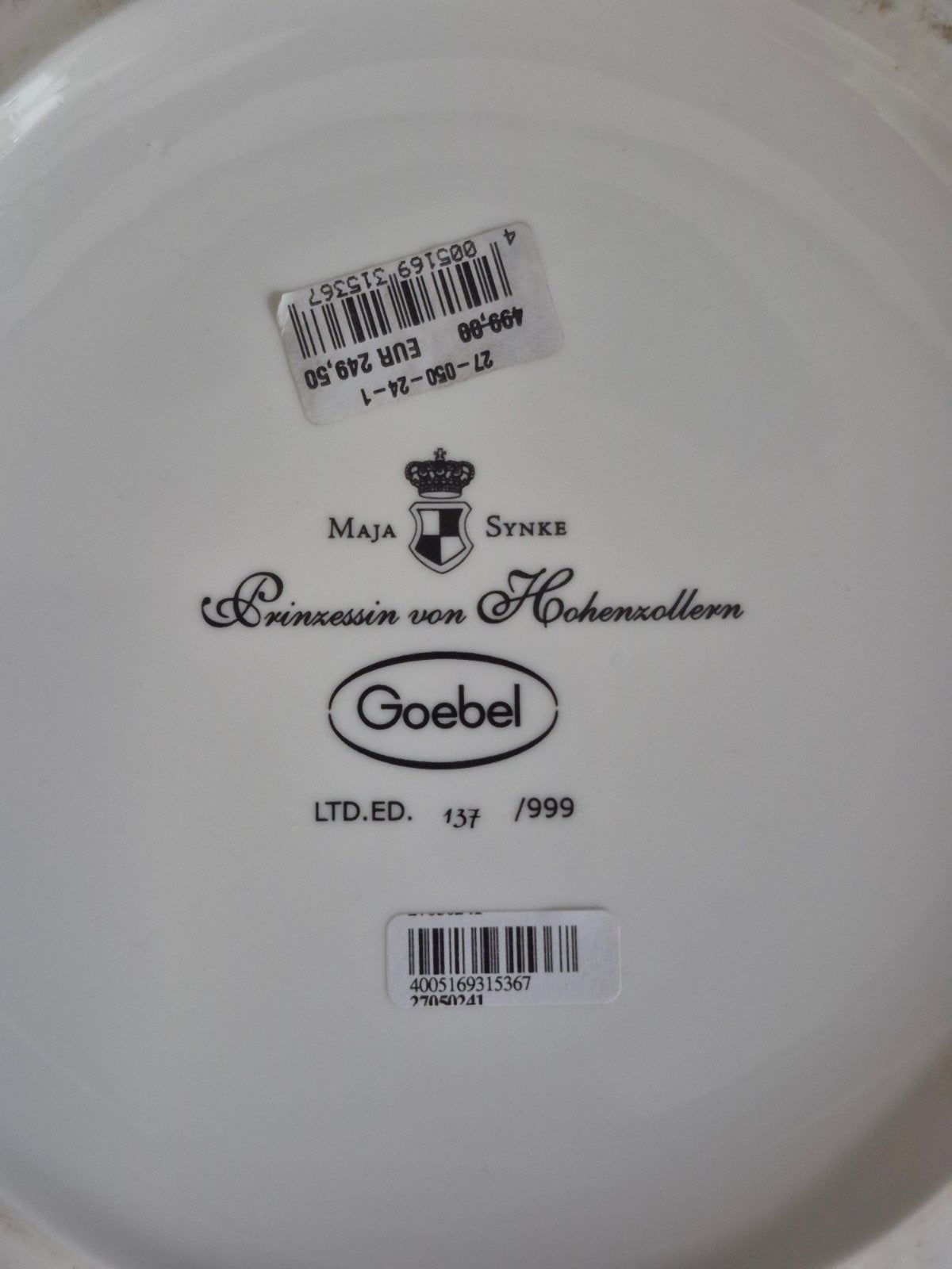 Goebel Vase Maja Synke Prinzessin von Hohenzollern Streifen LTD.ED. 137/999