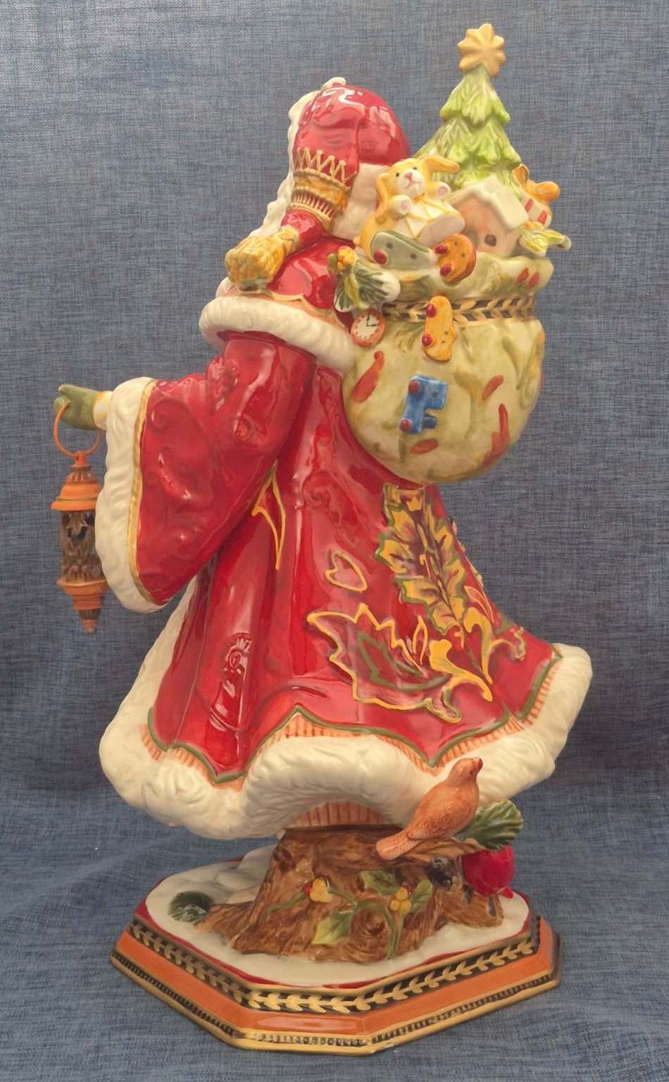 Fitz and Floyd Damask Holiday Weihnachtsmann Figur Porzellan groß Santa