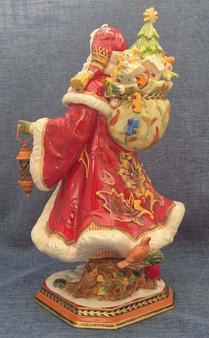 Fitz and Floyd Damask Holiday Weihnachtsmann Figur Porzellan groß Santa