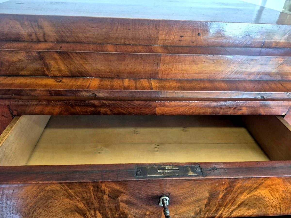 Antiker Biedermeier Vertiko Mahagoni Säulen Schrank 19. Jh. 1 Tür 2 Schubladen