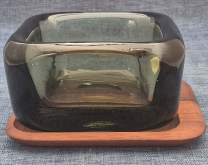 Kosta Boda - Rauchglas Schale - Aschenbecher - 60/70er - 14x14x7,5 cm