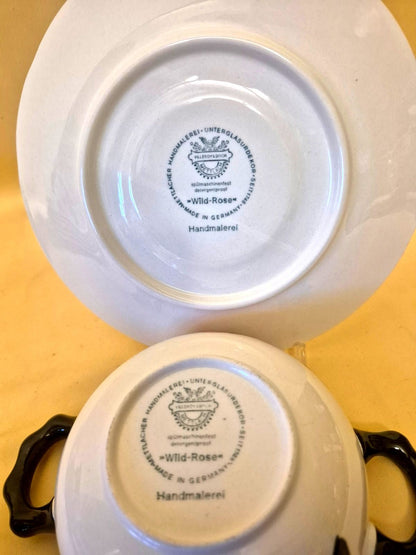 Villeroy & Boch - Wild-Rose - 6x Suppentasse mit Untertasse -Handmalerei Germany