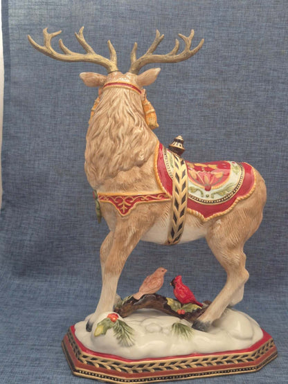 Fitz and Floyd Damask Holiday Hirsch Figur Weihnachten groß Keramik