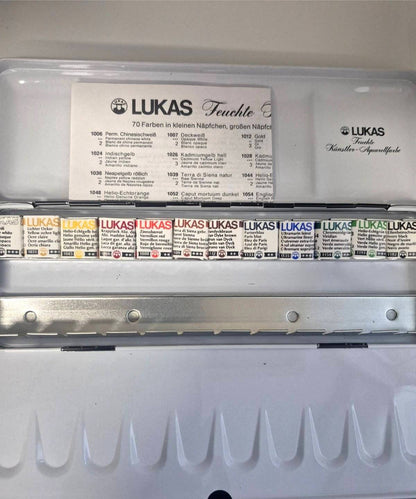 LUKAS Feuchte Künstler-Aquarellfarbe Set 12 Näpfchen Nr. 6721 Metallkasten OVP