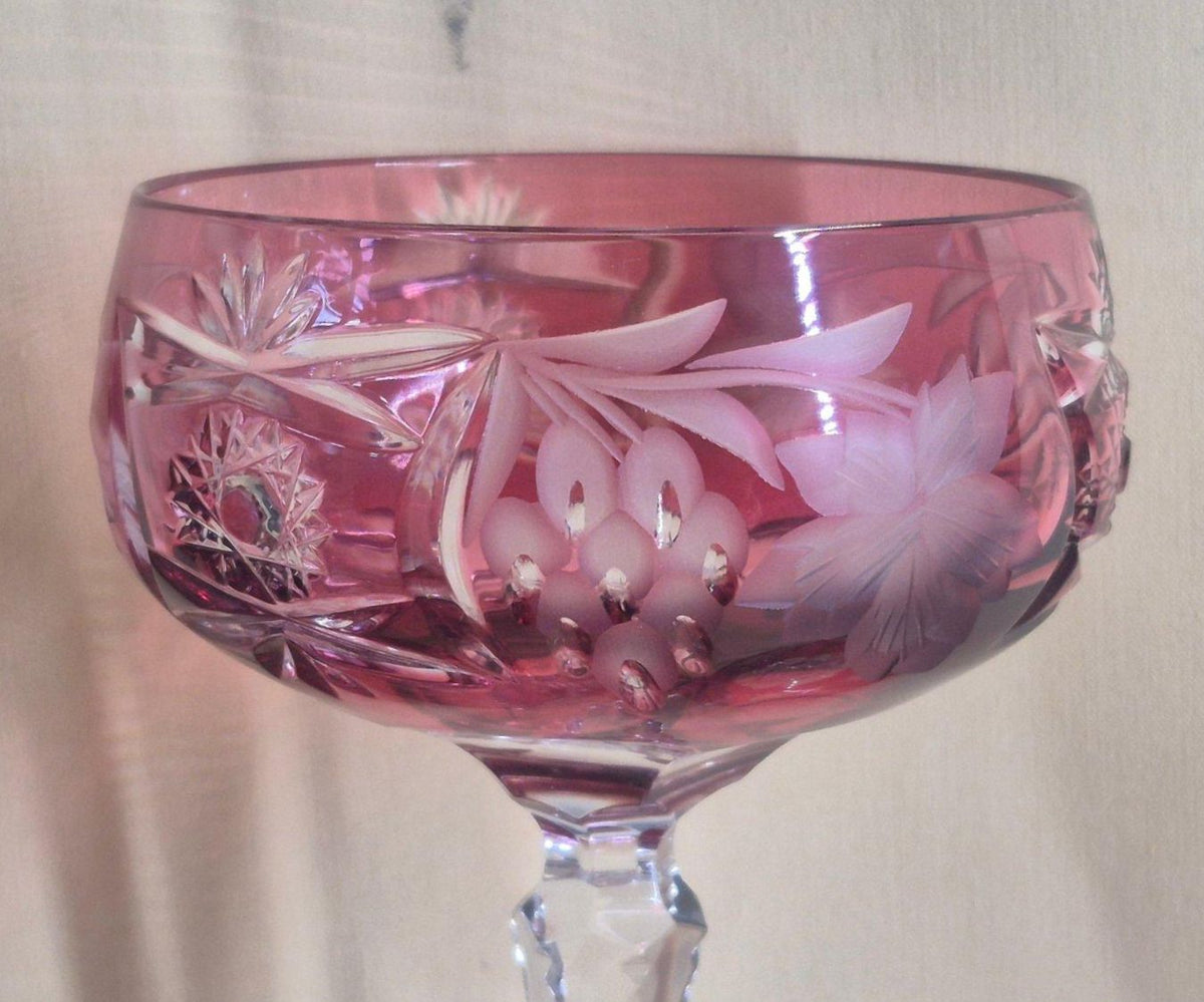 Nachtmann - 6 Bleikristallglas Sektschalen - Champagner Coupe - rubinrot -