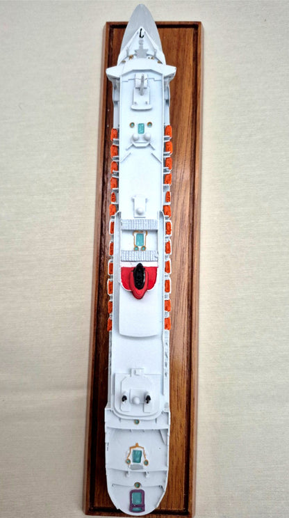 Cunard Queen Mary 2 Schiffsmodell QM2 Kreuzfahrtschiff Vitrine Holzsockel