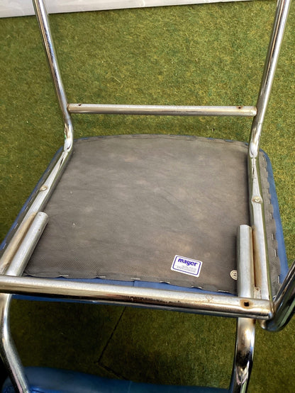 Mayer Vintage Stuhl Chrom Kunstleder Blau Küchenstuhl Retro 60er 70er
