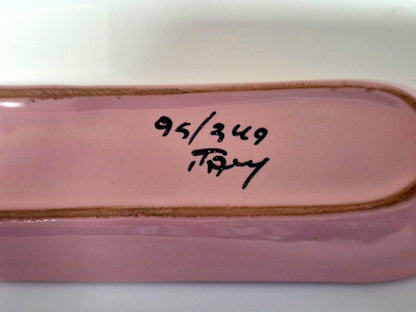 Keramik Schale Eisenbahn Motiv Italy 95/349 rosa lang Mid Century 21 cm lang