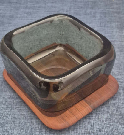 Kosta Boda - Rauchglas Schale - Aschenbecher - 60/70er - 14x14x7,5 cm