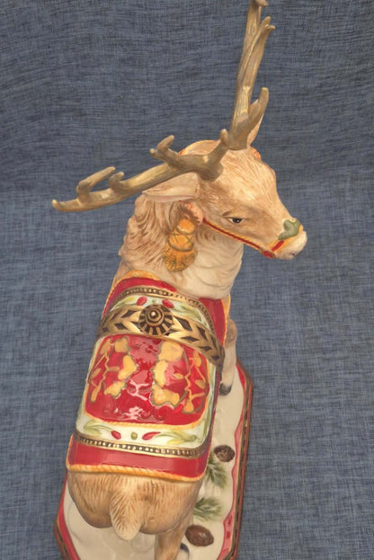 Fitz and Floyd Damask Holiday Hirsch Figur Weihnachten groß Keramik