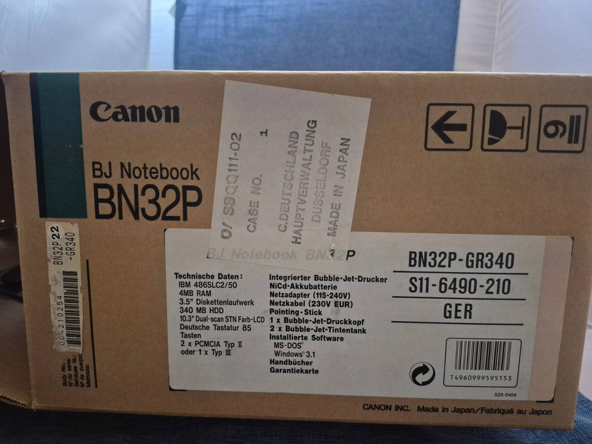 Canon BJ Notebook BN32P  Laptop 486 integrierter Drucker MS-DOS Windows3 Vintage