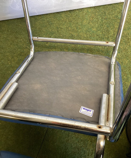 Mayer Vintage Stuhl Chrom Kunstleder Blau 70er Küchenstuhl Retro Polsterstuhl