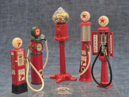 Texaco Miniaturen Set 5tlg Zapfsäulen Fire Chief Ethyl Kaugummiautomat 1:43