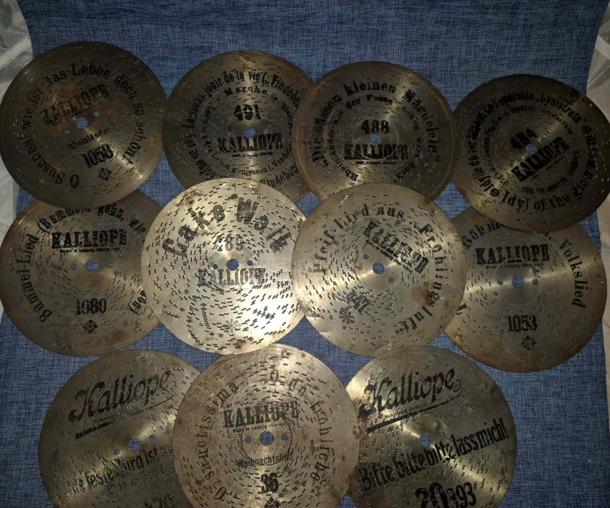 Kalliope Spieldose Plattenspieldose antik Leipzig 10 Platten Nussbaum Rarität