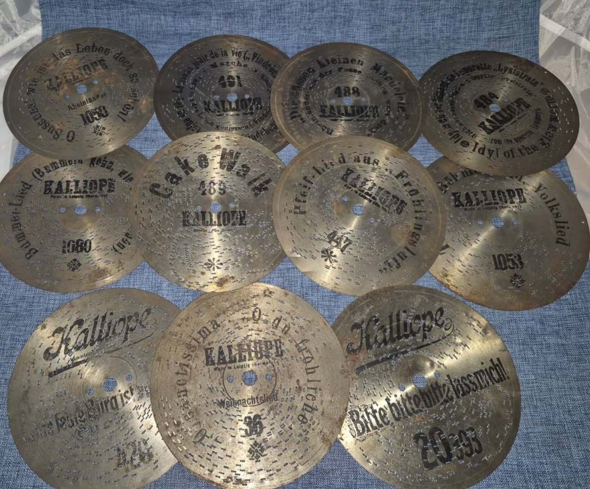 Kalliope Spieldose Plattenspieldose antik Leipzig 10 Platten Nussbaum Rarität